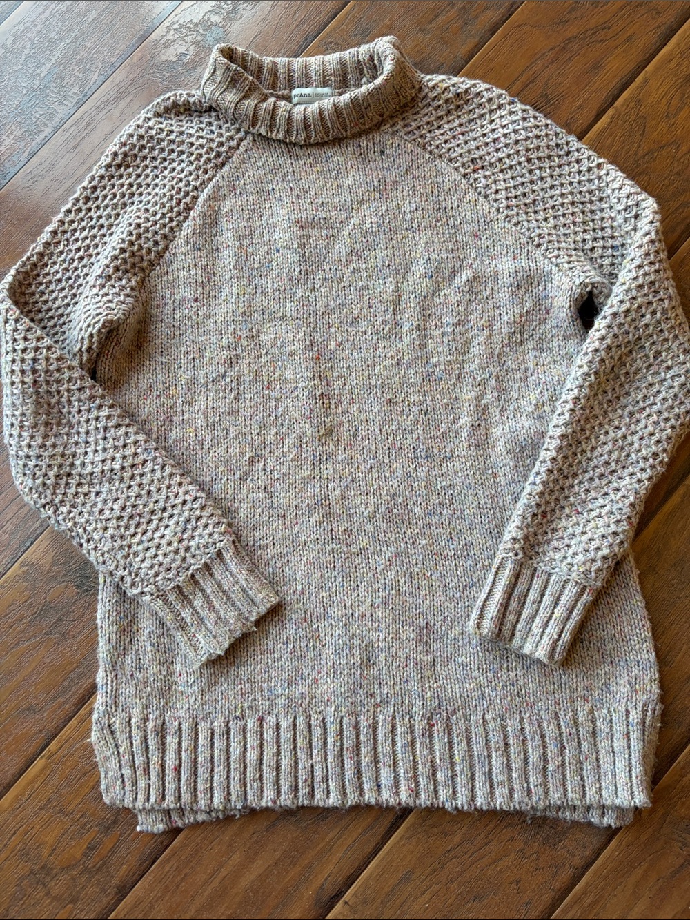 Cozy Neutral Tweed Knit Mock Neck Sweater - Women - Size  Small